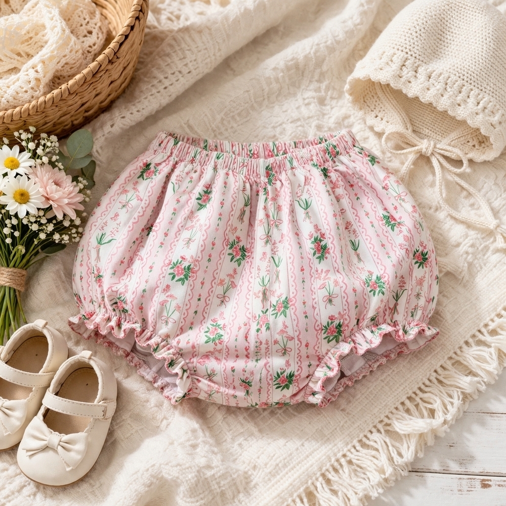 🌸 Vintage-Inspired Floral Diaper Cover Bloomers | Size 2T | Boutique Style